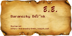 Baranszky Bánk névjegykártya